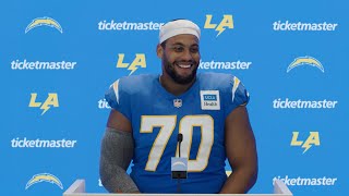 Rashawn Slater On Joe Alts Growth  LA Chargers [upl. by Anyd]