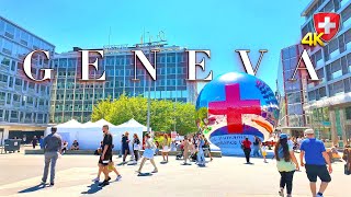 SWITZERLAND GENEVA 🇨🇭 Most cosmopolitan city  Genevas Central Streets amp Embankment of Lake 4K [upl. by Aicinod586]