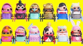 LOL Surprise Dolls Mix Custom Strollers with Lil Sister Fuzzy Pets  Toy Egg Videos [upl. by Herzig]