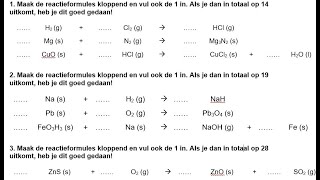 Hoe maak ik een reactievergelijking kloppend Of reactieformules kloppend maken [upl. by May233]