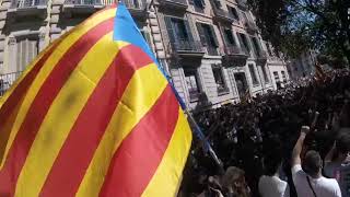 Protesters sing the Catalan national anthem in Barcelona as referendum nears [upl. by Aidua634]