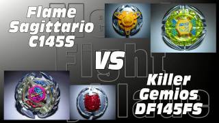 Flame Sagittario C145S VS Killer Gemios DF145FS  AMVBB Beyblade Battle [upl. by Hanforrd]