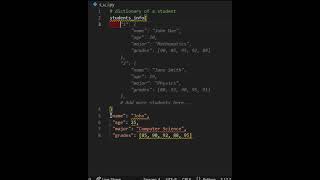 Storing Student Data with Dictionaries in Python Beginners Guide Shorts Trending Viral [upl. by Toblat]