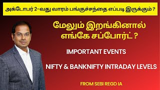 அக்டோபர் 2வது வாரம் பங்குச்சந்தை எப்படி இருக்கும்  Events  Nifty amp Banknifty Intraday Levels [upl. by Koch]