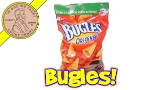 Bugles Original Flavor Crispy Corn Snacks  USA Snack Food Tasting [upl. by Aicitel]