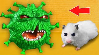 🐹Hamster vs Virus 🦠 DIY Maze with Traps [upl. by Enelrahc]