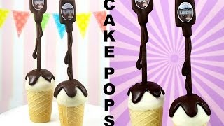 Illusion Cake Pops Gravity Defying Ice Cream Syrup Cakepops  A Cupcake Addiction How To Tutorial [upl. by Arratahs]