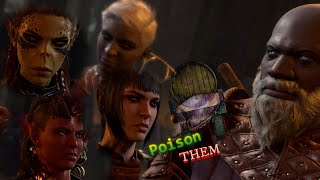 Companions React To drunken Slaver Attitude  Bonus poison drinks baldursgate3 darkurge [upl. by Nihi]