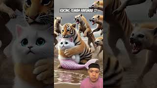 Kucing teman harimau animals tiger cat cartoon funny catvideos ai aicat cats [upl. by Akeit]