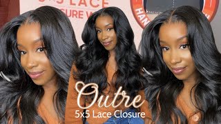 NEW 44 OUTRE 5x5 LACE CLOSURE Human Hair Blend Wig Body Curl 24” [upl. by Gabriellia]