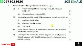 ECZ Mathematics Past Paper 2 2018 GCE Question 4 Construction [upl. by Anhsirk]