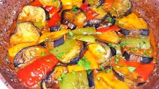 Melanzane con peperoni in padella incredibilmente gustose Ricetta facile pronta in 10 minuti [upl. by Nealy]