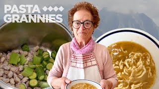 Try Lucillas Tuscan taglierini pasta with borlotti bean soup  Pasta Grannies [upl. by Ainimre]