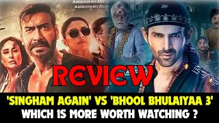 Singham Again vs Bhool Bhulaiyaa 3 MOVIE REVIEW  Ajay Devgn  Kartik Aaryan  Vidya Balan  Deepika [upl. by Taima]