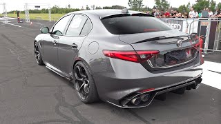 Alfa Romeo Giulia Quadrifoglio 29 V6 with RAGAZZON EXHAUST Drag Racing Accelerations Sound [upl. by Smeaj882]