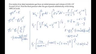 Thermodynamics Adiabatic Processes Level 2 Example 1 [upl. by Bennie]