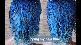 DYING MY HAIR BLUE  NATURAL HAIR [upl. by Isdnil]