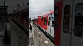 Einfahrt einer SBahn BR423 mit kaputter Zugzielanzeige im hinteren Zugteil in den Bahnhof Moosach [upl. by Burnham]