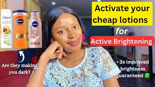 How to turn your cheap body lotions to active brightening lotions  Nivea Vaseline amp Dove lotions [upl. by Ardnait]