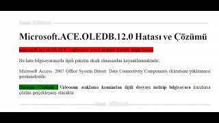 MicrosoftACEOLEDB120 Hatası ve Çözümü Microsoftaceoledb120 is not registered [upl. by Dayle]