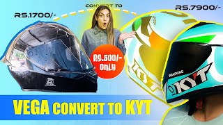 We convert a simple VEGA helmet to KYT helmet  Helmet wrapping video  Helmet modification [upl. by Skippy132]