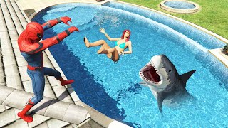 GTA 5 Water Ragdolls amp Sharks  SpiderMan ep3 Euphoria Physics [upl. by Helban]