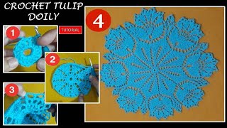 How to Crochet Tulip Doily English Tutorial [upl. by Namrac]