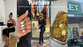 VLOGTOBER 3 can these exams come to an end sea food boil content day new nails errands run [upl. by Atthia]