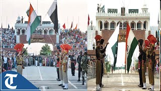 Watch Beating Retreat ceremony at AttariWagah border on the eve of Independence Day [upl. by Ycam]