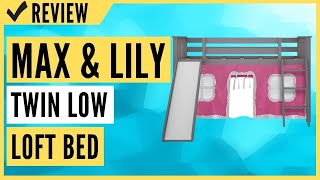 Max amp Lily Twin Low Loft Bed with Slide and Pink Curtains [upl. by Enailuj]