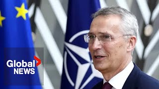 Stoltenberg says positive decision on Sweden joining NATO “possible” by next week  FULL [upl. by Otilesoj]