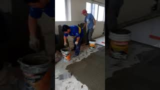 COMO INSTALAR PORCELANATO DE GRAN FORMATO 02 Comienzo  En Piso 120x240 [upl. by Akemor429]