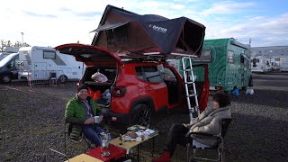 Wintercamping im Dachzelt bei 2°C Nur die Harten kommen in den Garten Jeep und IKamper Dachzelt [upl. by Ryan717]