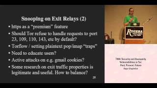 DEF CON 16  Roger Dingledine Security Anonymity Vulnerablities in Tor [upl. by Christyna870]