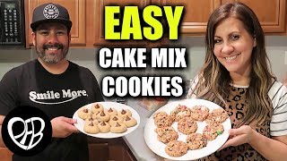 Easy Cake Mix Cookies  Simple Cake amp Cookie Mix Cookies  Peanut Butter Blossom Cookie Recipe [upl. by Yecram]