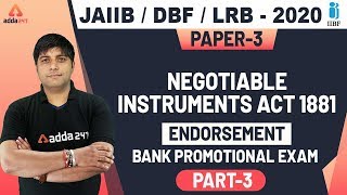 Negotiable Instruments Act 1881 Part3  Endorsement  JAIIB [upl. by Esorlatsyrc]