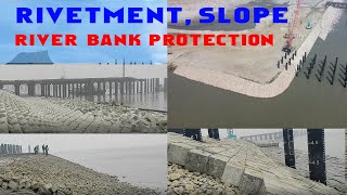 River bank protection  Revetment  Slope protection By Geotube Boulder CC Block and Twist Block [upl. by Mansfield]