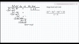 Polynomdivision metod 3 liggande stolen Matematik 4 [upl. by Akirehc]
