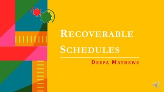 KTU  MCA  RLMCA205DBMS  Recoverable Schedules [upl. by Enaed741]