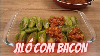 Receita de jiló com bacon [upl. by Eiuol254]