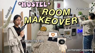 ROOM TRANSFORMATION hostel room✨🪴 pinterest inspired amazon haul cleaning decorating [upl. by Suzetta138]