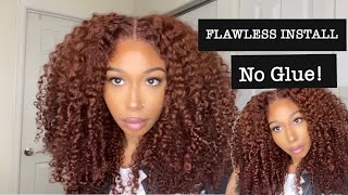 Glueless Auburn Brown Kinky Curly Textured Wig Easy Install For Beginners Ft Klaiyi Hair [upl. by Otrebliw]