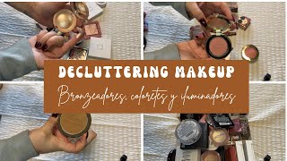 Decluttering makeup Depuración de maquillaje bronceadores coloretes e iluminadores [upl. by Limaa]