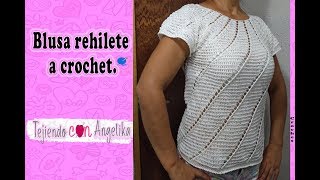 BLUSA REHILETE A CROCHET Tejiendo con angélika [upl. by Llerrehc]