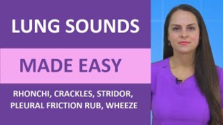 Lung Sounds Made Easy Nursing  Rhonchi Stridor Wheeze Crackles Pleural Friction Rub NGN NCLEX [upl. by Bravin]