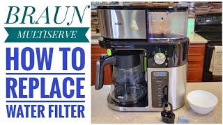 Braun MultiServe Coffee Maker HOW TO INSTALL WATER FILTER KF9150BK [upl. by Arlynne]