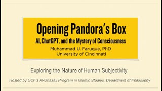 AI ChatGPT and the Mystery of Consciousness  a lecture by Dr Muhammad Faruque [upl. by Severson770]