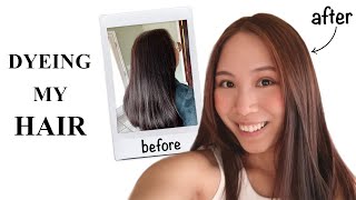 How to Dye Your Hair from Black to Brown l Revlon Light Ash Blonde Dye on Black Hair [upl. by Anoif754]