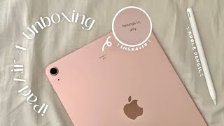 10 ♡ unboxing ipad air 4th with engraving📱ROSE GOLD [upl. by Ainesej580]