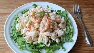 Shrimp amp Pasta Shells Salad  Cold Macaroni Salad with Shrimp Recipe [upl. by Ayim]